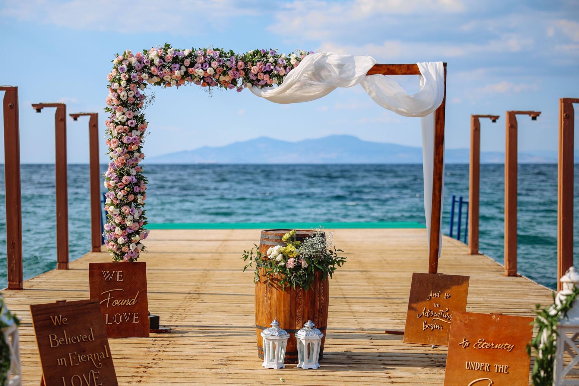 Beautiful wedding arch on the beach